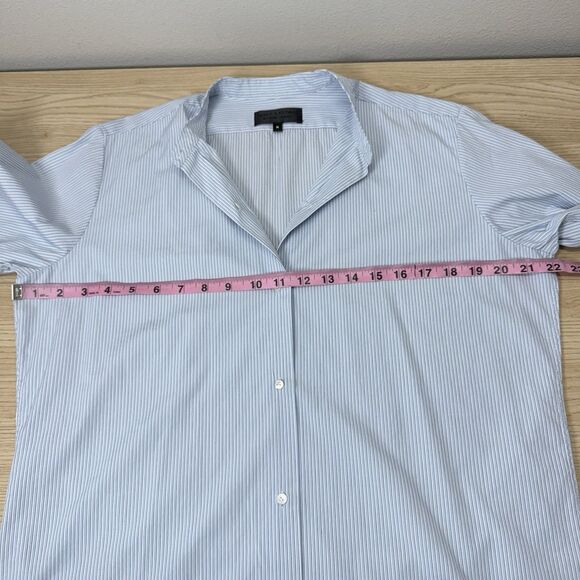 Nili Lotan Button Down Shirt Women Size M Blue Striped Long Sleeve Old Money - Picture 7 of 9